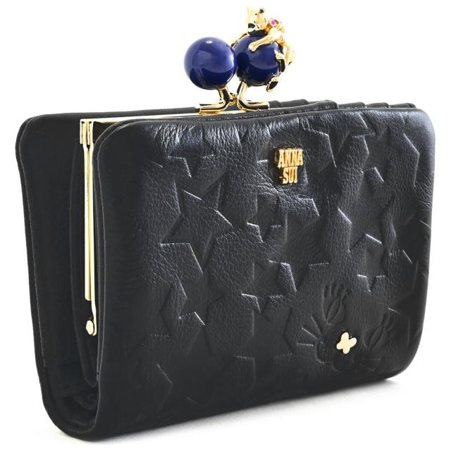 アナスイ 財布 二つ折り財布 がま口財布 黒(ブラック) ANNA SUI