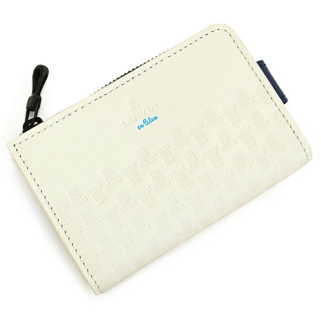 ランバンオンブルー キーケース パスケース L字ファスナー 白(ホワイト) LANVIN en Bleu 589611 メンズ 紳士 ギフト 定番 彼氏 彼女 プレゼント