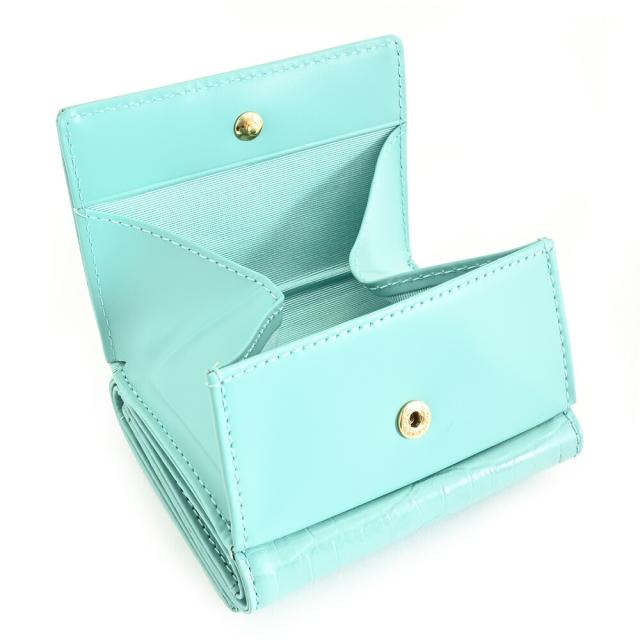 ミラショーン 財布 三つ折り財布 BOX財布 ターコイズ mila schon