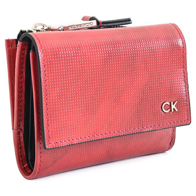 カルバンクライン 財布 三つ折り財布 L字ファスナー 赤(レッド) CK   818623 メンズ 紳士 ギフト 定番 彼氏 彼女 プレゼント