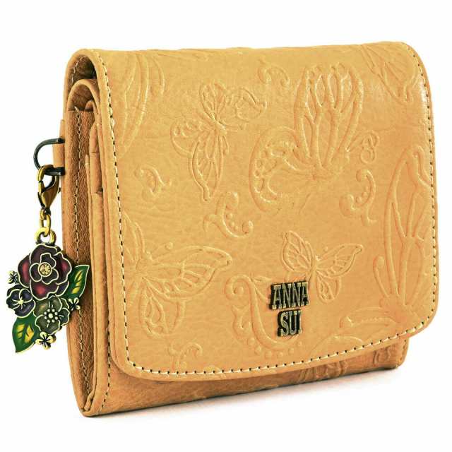 展示品箱なし アナスイ バタフライダンス 財布 二つ折り財布 BOX財布 キャメル ANNA SUI 316792-52 レディース 婦人