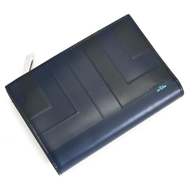 ランバンオンブルー 財布 二つ折り財布 L字ファスナー 紺(ネイビー) LANVIN en Bleu 527623 メンズ 紳士 ギフト 定番 彼氏 彼女 プレゼント