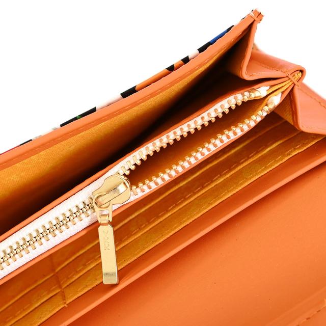カステルバジャック 牛革 長財布 多収納デザイン オレンジ カステル