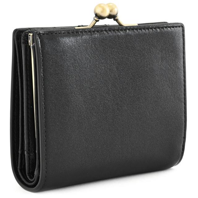 AnnaSui がま口 ダリア 折り財布 アナスイ ブラック 蝶 エンボス 廃盤 美品 ANNA SUI ダリア 三つ折り財布黒 がま口 蝶 花 アナスイ