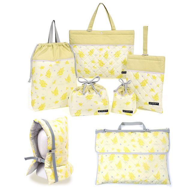入園入学シリーズ お得で充実7点セット（防災頭巾カバー・キルティング） ミモザフルール 防災頭巾 防災頭巾カバー レッスンバッグ シューズケース 体操服袋 お弁当袋 コップ袋 入学 通学 入学グッズ 子供 小学校 座布団 キルティング NU405000の通販は 999,999円