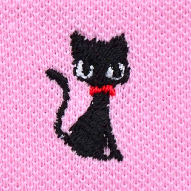 ポロシャツ 半袖 ピンク 黒猫 刺繍入り Nの通販はau Pay マーケット Colorful Candy Style