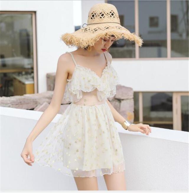 水着 レディース ワンピース 短パン レース キラキラ 星柄 かわいい 清純派 着痩せ 大人 温泉 海 小胸 キャミソール 体型カバの通販はau Pay マーケット 花苑