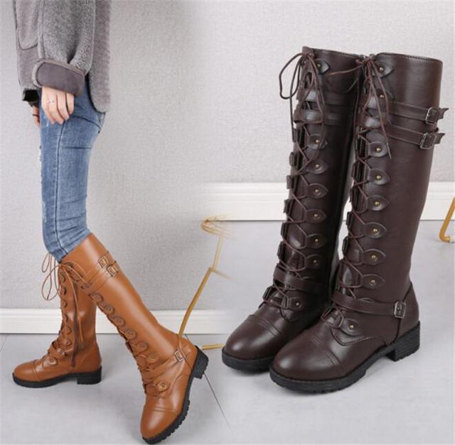 短納期 ロングブーツ レースアップロングブーツ レディース ロングブーツ ローヒール 黒 ロング 厚底 冬新作 大きいサイズ 編み上の通販はau Pay マーケット 花苑