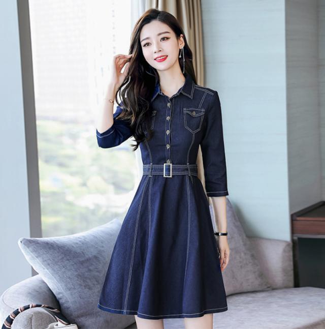 ボンベルト付き デニムワンピース デニムシャツワンピース ひざ丈 ワンピース デニムデニムワンピース デニム シャツワンピースの通販はau Pay マーケット 花苑