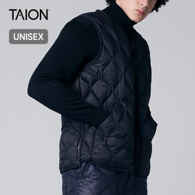 TAION タイオン ミリタリーVネックWジップダウンベスト[ソフトシェル] ユニセックス TAION-001ALSZML-1