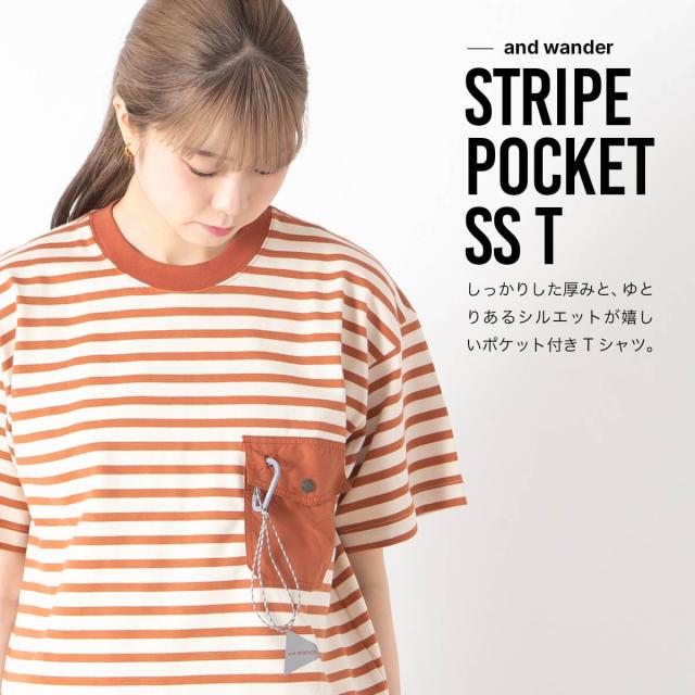 and wander アンドワンダー ストライプポケットSS T 5746184310_1