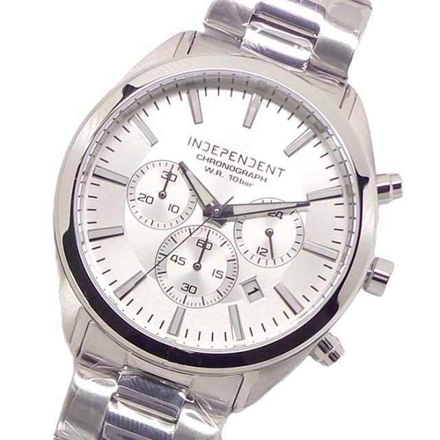 シチズン メンズ 腕時計 CITIZEN インディペンデント INDEPENDENT BR1-412-11 シルバー クロノグラフ 日付 カレンダー Date 24時間計 10BAR 10気圧防水 蓄光針 オールステンレス 無垢バンド シンプル スタイリッシュの通販は