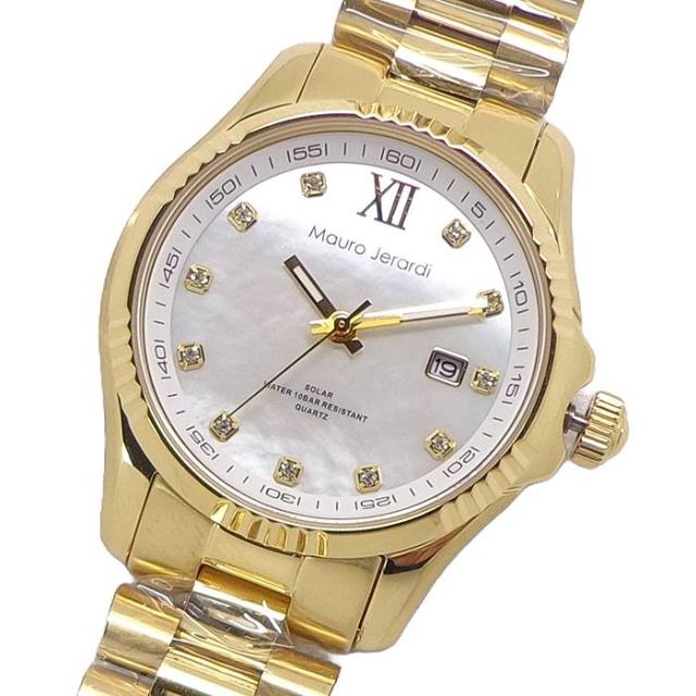メンズ 腕時計 ソーラー電源 SOLAR MauroJerardi MJ037-5 マウロジェラルディ ステンレス 無垢 ソーラーメンズ 電池交換不要 クォーツ カレンダー ３針デイト 男性 ウォッチ 10気圧防水