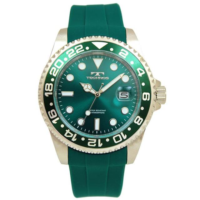 腕時計 メンズ TECHNOS テクノス 100周年記念モデル T6C28-MM 10気圧防水 逆回転防止ベゼル 3針 シリコンベルト ウォッチ 日付 カレンダー 蓄光 インデックス 針 日本製ムーブ使用 送料無料