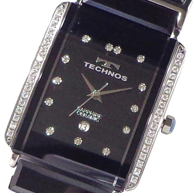 TECHNOS テクノス T9C09TB メンズ 腕時計 角型 レクタンギュラー セラミック ステンレス モデル 3針 デイト カレンダー サファイアガラス SideStone サイド石爪 ラウンドガラス 日本製ムーブ 送料無料_1
