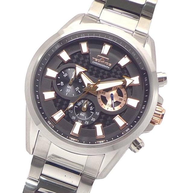 腕時計 メンズ ウォッチ テクノス TECHNOS TSM616-SB クロノグラフ CHRONOGRAPH ステンレス ベルト 送料無料 日本製ムーブ クォーツ 10気圧防水 24時間計 ストップウォッチ SEIKO社製ムーブ 機械 使用 スイス