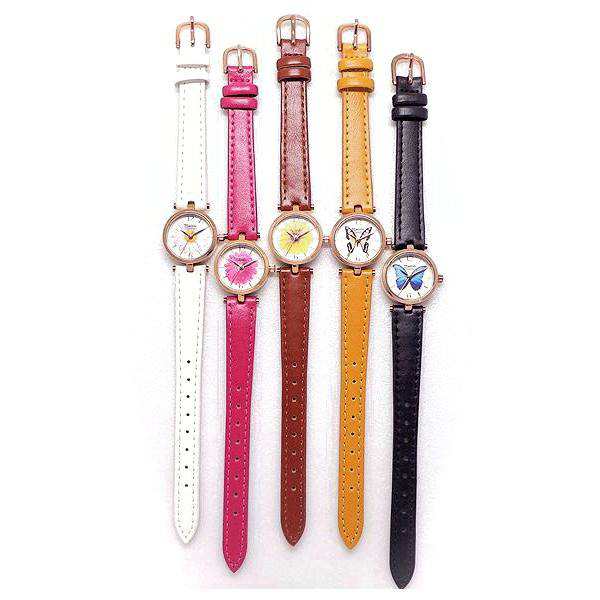 レディース 腕時計 ファッション ウォッチ レディス 花 蝶 日本製ムーブ使用 TST182 おしゃれ かわいい 見やすい 軽量 3針 クォーツ 革ベ