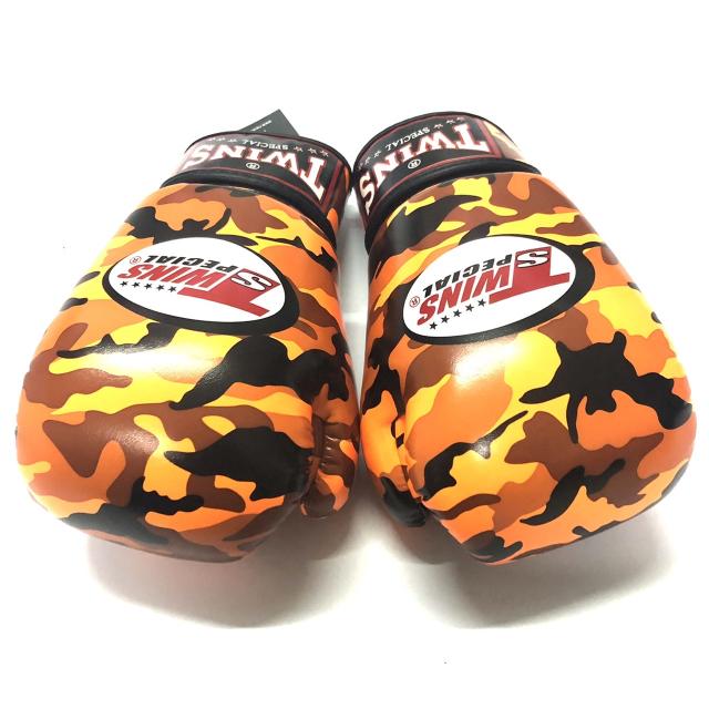 新品 正規 TWINS 本格 ボクシンググローブ PU迷彩オレンジ/サイズ選択/8/10/12/14/16/大人用/子供用/ムエタイ/マジックテープ式/通販 新品 正規 TWINS 本格 ボクシンググローブ PU迷彩オレンジ/サイズ選択