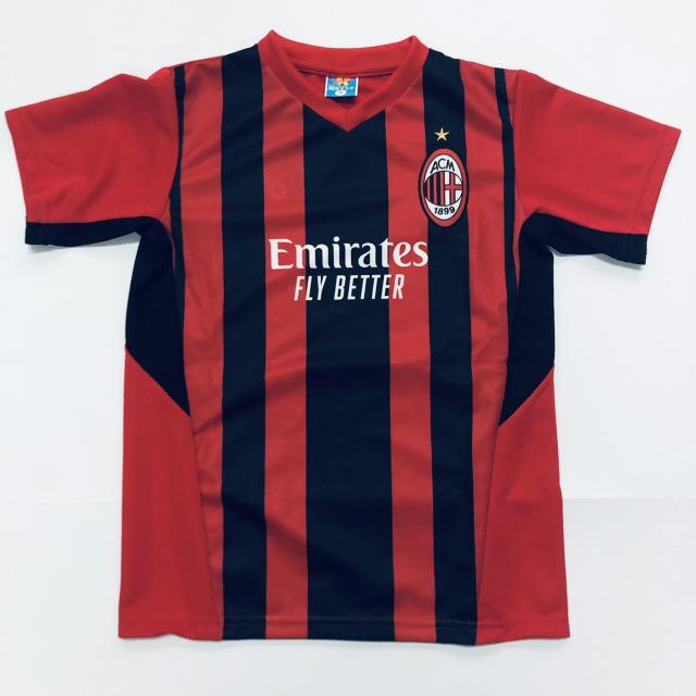 子供用 K002 21 ACミラン 襟赤 ゲームシャツ パンツ付 /サッカー
