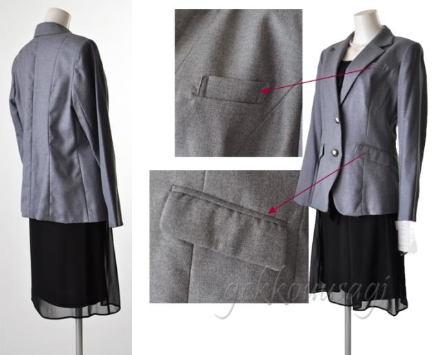 送料無料 2つボタンジャケット 七分袖シフォンワンピース黒2点セット【選べるOPサイズ】15号〜21号 秋 冬 春 401&224 送料無料 2つボタンジャケット 七分袖シフォンワンピース黒2点セット