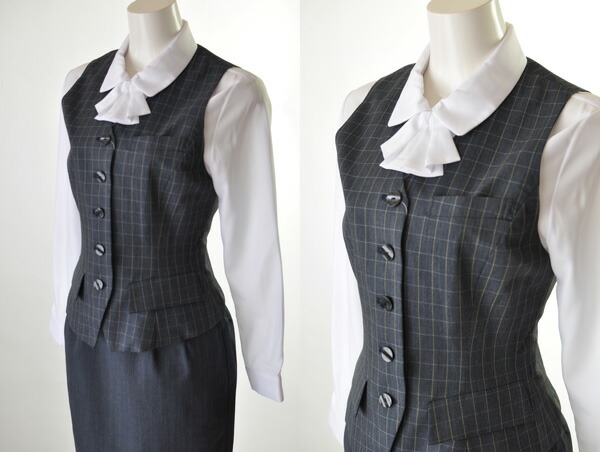 日本製 洗える 5号〜25号 事務服 制服 半袖オーバーブラウス・ベスト＋