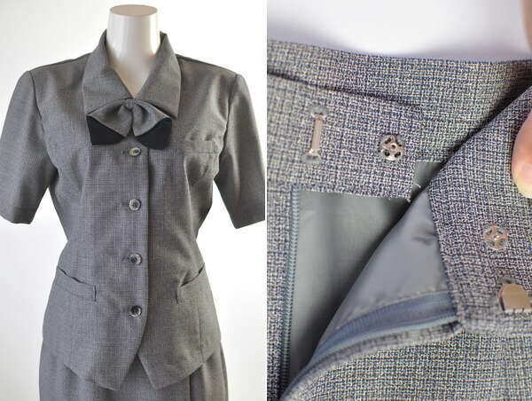 日本製  洗える 5号〜25号  事務服 制服 半袖オーバーブラウス・ベスト＋スカート事務用制服 ベストスーツ 【AM】A2545&3545-6 日本製 洗える 5号〜25号 事務服 制服 半袖オーバーブラウス・ベスト＋