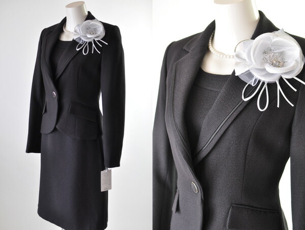 細身シルエット 2バリエーションワンピース3点組スーツ パイピング