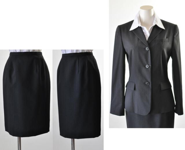 日本製生地 ウール100% 7号 9号 15号 薄手ウールスカートスーツ・チャコールグレー 裏地背抜き  入学式 面接 就活 インターン 定番 営業 仕事 リクルートスーツ(819&SK811/703-4)(nk14KB/b2f) 日本製生地 ウール100% 7号 9号 15号 薄手ウールスカートスーツ