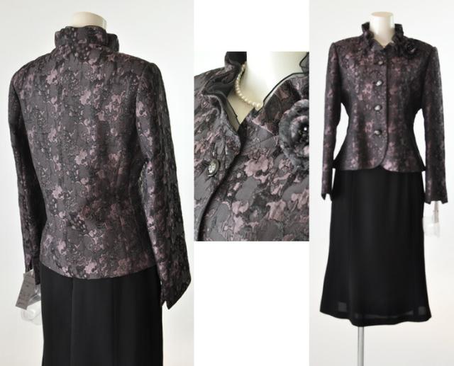 二重フリル襟 ジャケット ふくれジャガードスーツ カラーフォーマルスーツ ジャガードスーツ ゆったりめレディーススーツ 5258(AM1/SB5)の通販は