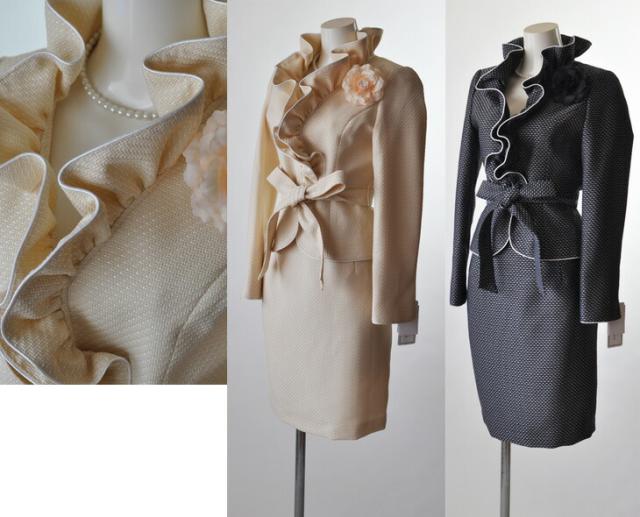 超立体的ドレープラッフルフリル襟ジャケットスーツ コサージュ付 美脚 美スタイル 美人 モデル 女優 美魔女 スーツ 衣装  cos508/510