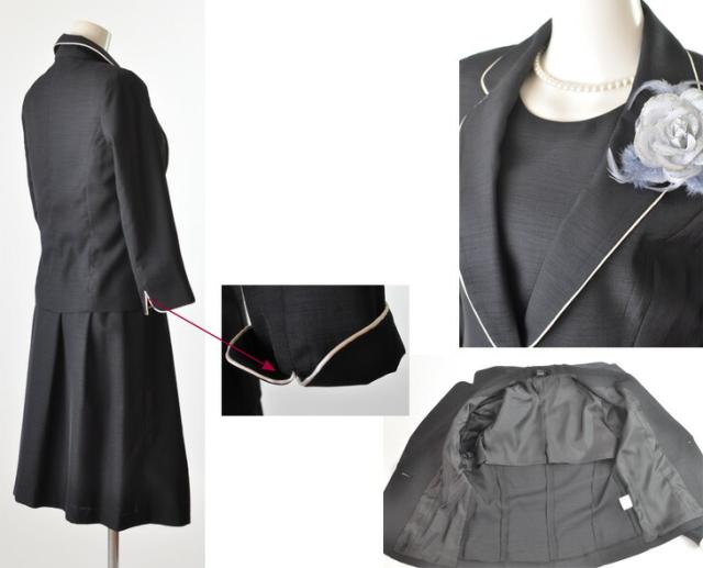 9号/11号/13号/21号 背抜き七分袖ジャケット・美姿ワンピースアンサンブルスーツ【生成り・ブラック】入学式 ママスーツ 101-103 9号/11号/13号/21号 背抜き七分袖ジャケット・美姿ワンピース