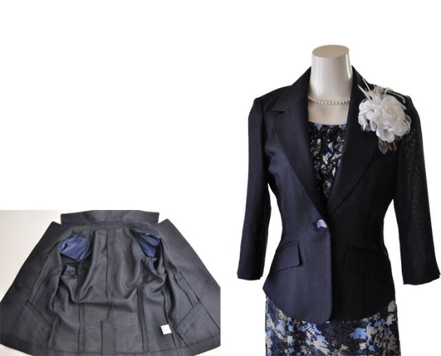 7号〜23号 サマースーツ メッシュ七分袖ジャケット・花柄プリント