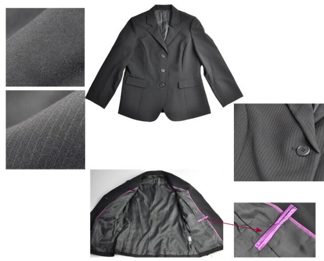 15号 17号 19号 大きいサイズ 3つボタン長め着丈ジャケット【ブラック