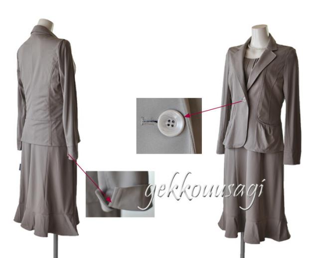 M/L 洗えるスーツ 着回し ストレッチ素材ジャケット ワンピース 黒プリーツスカート 3点スーツ 選べるウエストサイズ グレージュ・グレー・黒 028-030-305/TB2028-2030-4305(AM10d)2028JK-2030OP