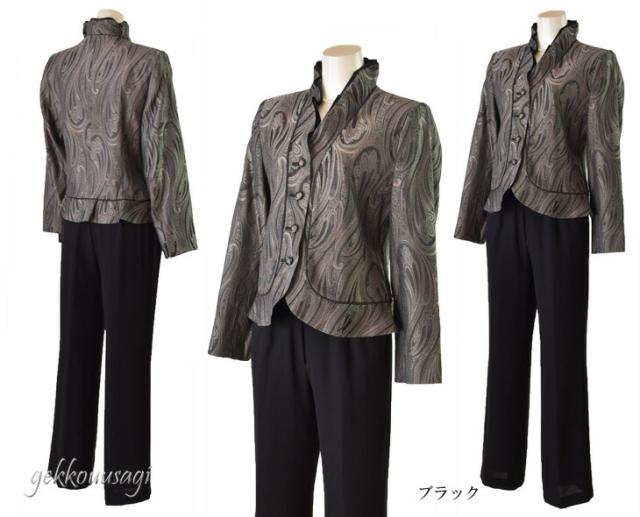 3点セット 結婚式 ママスーツ 祖母 60代 70代 80代 スーツ ペイズリー