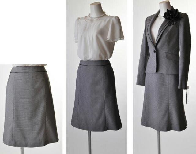 セレモニースーツ 3点セット 卒業式 入学式 母親 服装 スーツ モノトーン ストレッチ スカート2着 タイトスカート プリーツスカート 7号 9号 11号 13号 千鳥 グレー 725018 セレモニースーツ 3点セット 卒業式 入学式 母親 服装 スーツ