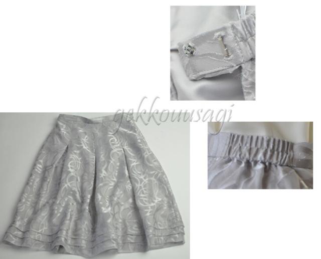 シャンタンテーラードジャケット&スカート2点セット【ライトグレー