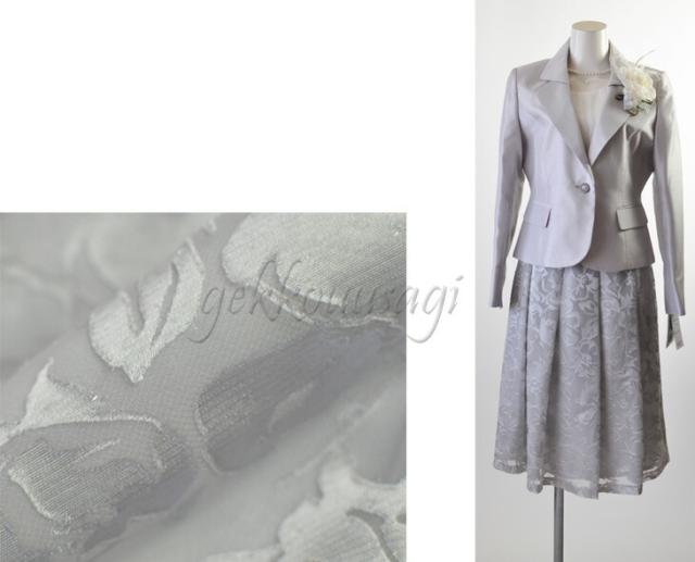 シャンタンテーラードジャケット&スカート2点セット【ライトグレー・ブラック】 着回し 結婚式 卒業式 入学式 915J-625(3106)-835 シャンタンテーラードジャケット&スカート2点セット【ライトグレー