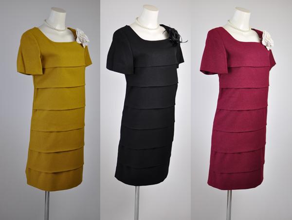 ポイント10倍 送料無料 9号 11号 13号 15号 17号大きいサイズ ティアードワンピース黒 辛子色 ワイン色 707の通販はau Pay マーケット 月光うさぎショップ