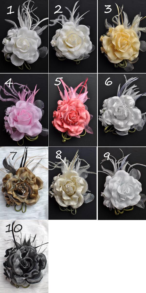 【新品】羽づかいコサージュ★花びら 大きめコサージュ ブローチ 緑系 茶系 ダークグリーン パーティー 定形外郵便送料無料 コサージュ フォーマル 卒業式 卒園