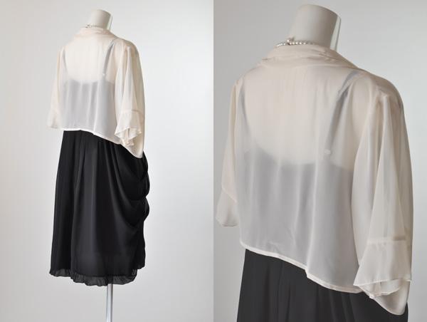 結婚式 謝恩会 五分袖 ふんわり ベージュボレロ＆裾バルーン 薔薇飾り