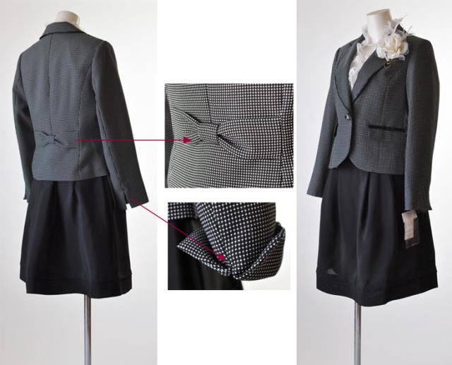 送料無料】後ろリボン襟パイピングジャケット・シフォンスカート