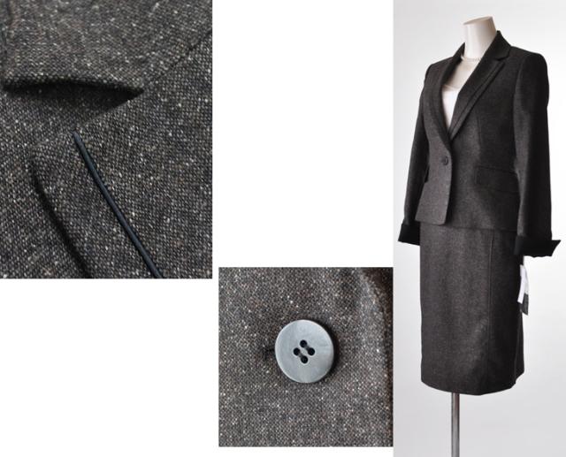 ホワイトジョーラ WHITE JOOLA ウールシルク混 ツイードスーツ フレアスカート 面接スーツ フォーマル ママスーツ 722-725 (AUA3U/SB3) 7号 9号 11号 ホワイトジョーラ ウールシルク混ツイードスーツ フレア