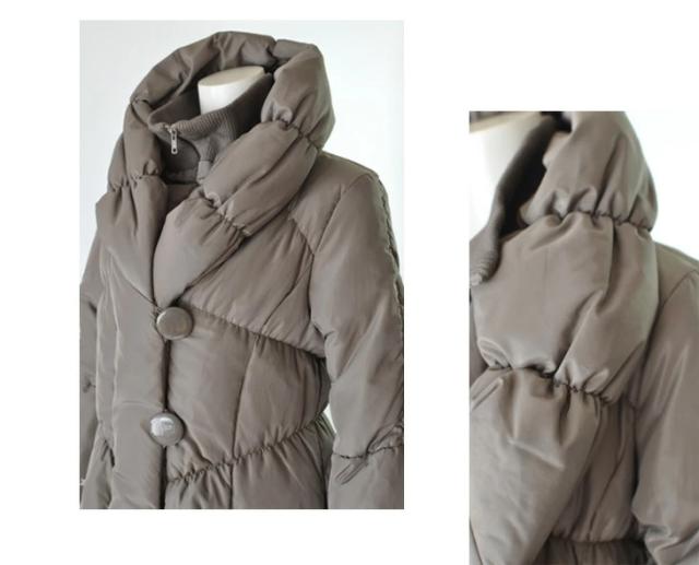 ３８(Ｍサイズ)/４０(Ｌサイズ)  ショールカラーＡラインダ  ウエストリボン付ダウンコート へちま襟ダウンコート 610 38(Mサイズ)/40(Lサイズ) ショールカラーAラインダ ウエスト