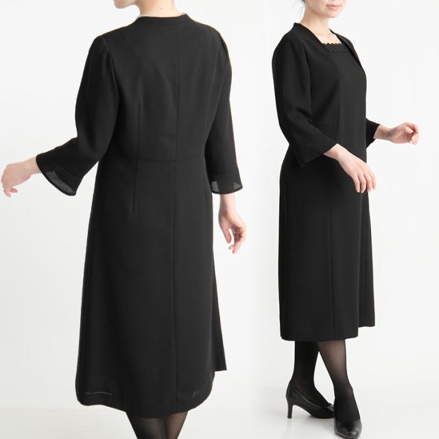 洗える ブラックフォーマル ワンピース レディース 9号 11号 夏用 七分