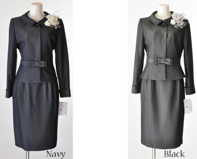 レディーススーツ 上質素材 美しい仕立てとシルエットのウエストリボン付スーツ ウエストゴム入りスカート 卒業式 スーツ 5347 レディーススーツ 上質素材 美しい仕立てとシルエットのウエストリボン