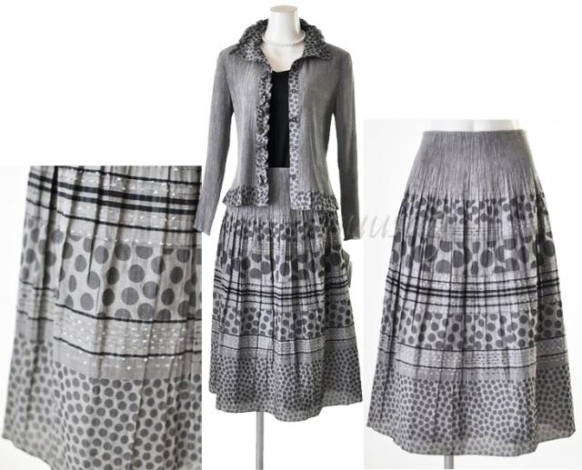 ミセススーツ 日本製生地 パネル柄2点スーツ サマースーツ ベージュ・ブラック 桐生織 夏スーツ 上質素材 着回し リバーシブルスカート 668 ミセススーツ 日本製生地 パネル柄2点スーツ サマースーツ ベージュ