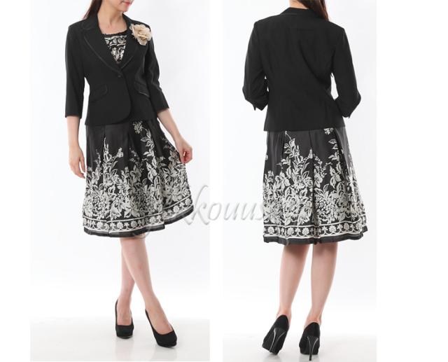 7号/9号/11号◆着回し抜群のお得な４点セットスーツ 襟パイピング七分袖ジャケット ウエストゴム入りパンツ 489