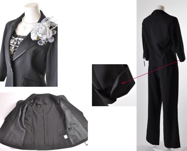 7号/9号/11号◆着回し抜群のお得な４点セットスーツ 襟パイピング七分袖ジャケット ウエストゴム入りパンツ 489