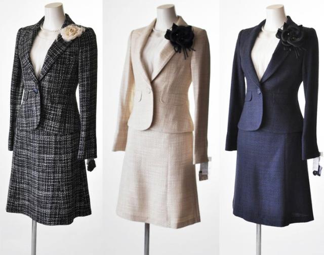 7号 9号 11号 13号 ホワイトジョーラ チェックツイード調3点スーツ 着